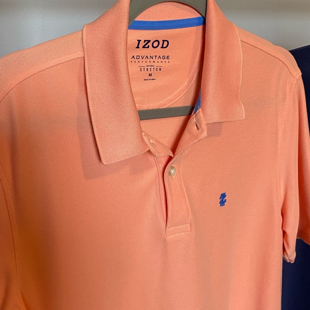Lot Of 2 IZOD Performance Stretch Medium Polo Logo Shirt Cotton Blend - Picture 2 of 4